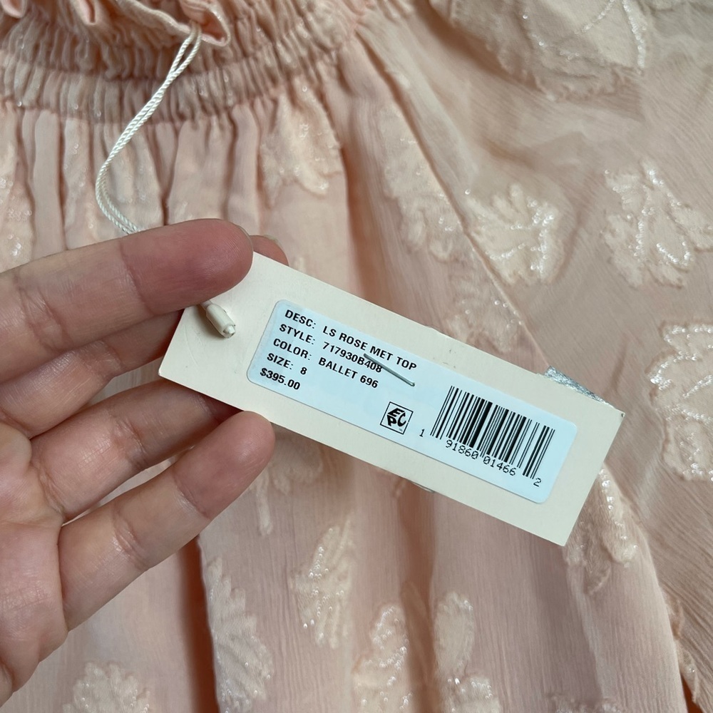NWT Rebecca Taylor long sleeve rose met top in ballet 696 - Picture 2 of 6